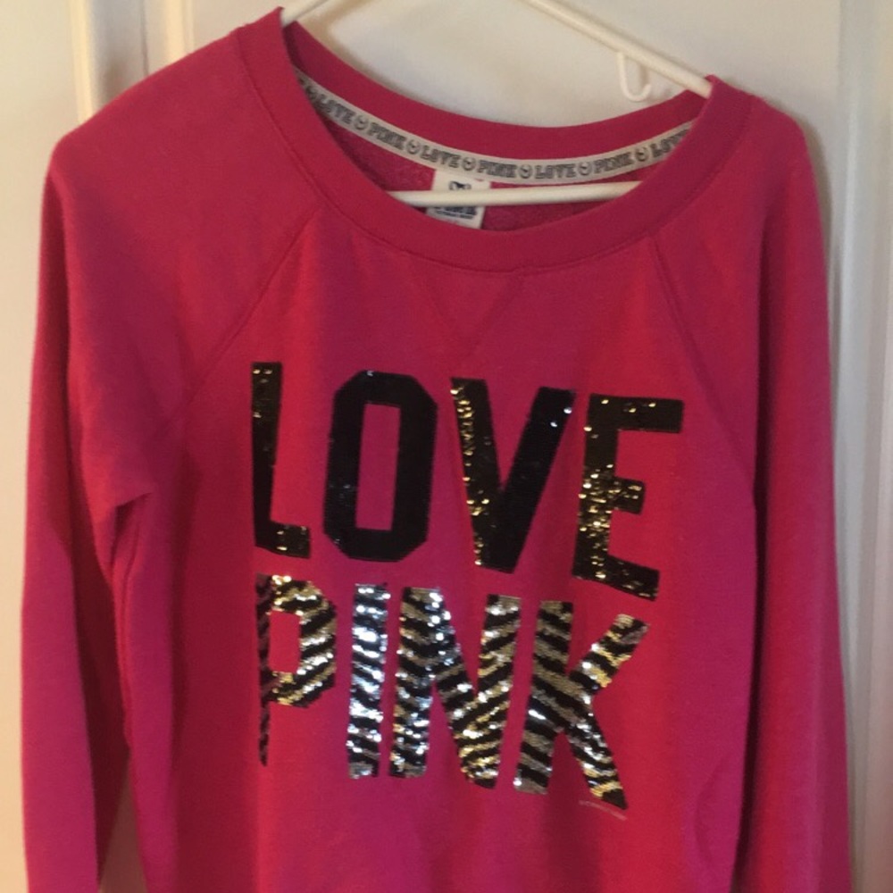 Love Pink sparkly crew